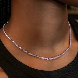 Brand New WHBM Goldtone Pink Tennis Necklace